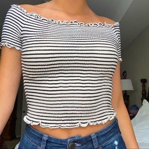 Papaya black&white striped top